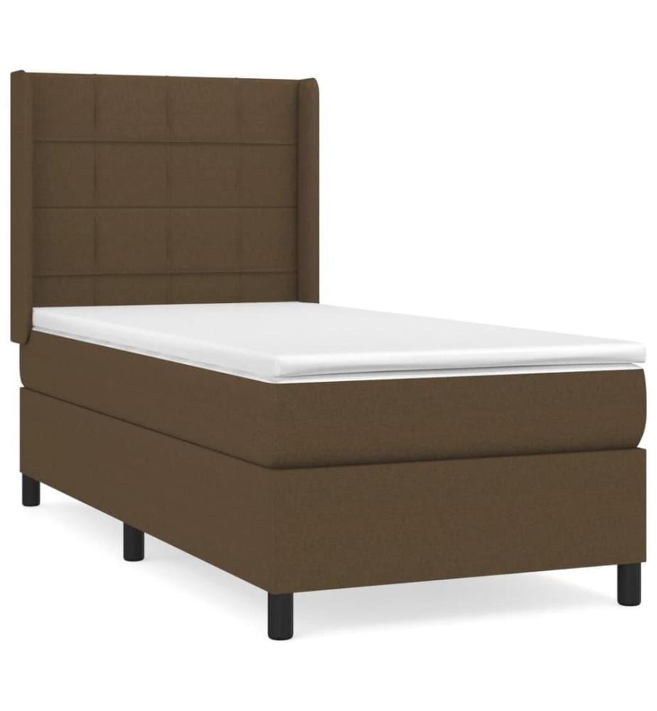 Lit à sommier tapissier avec matelas Marron foncé 90x200 cm