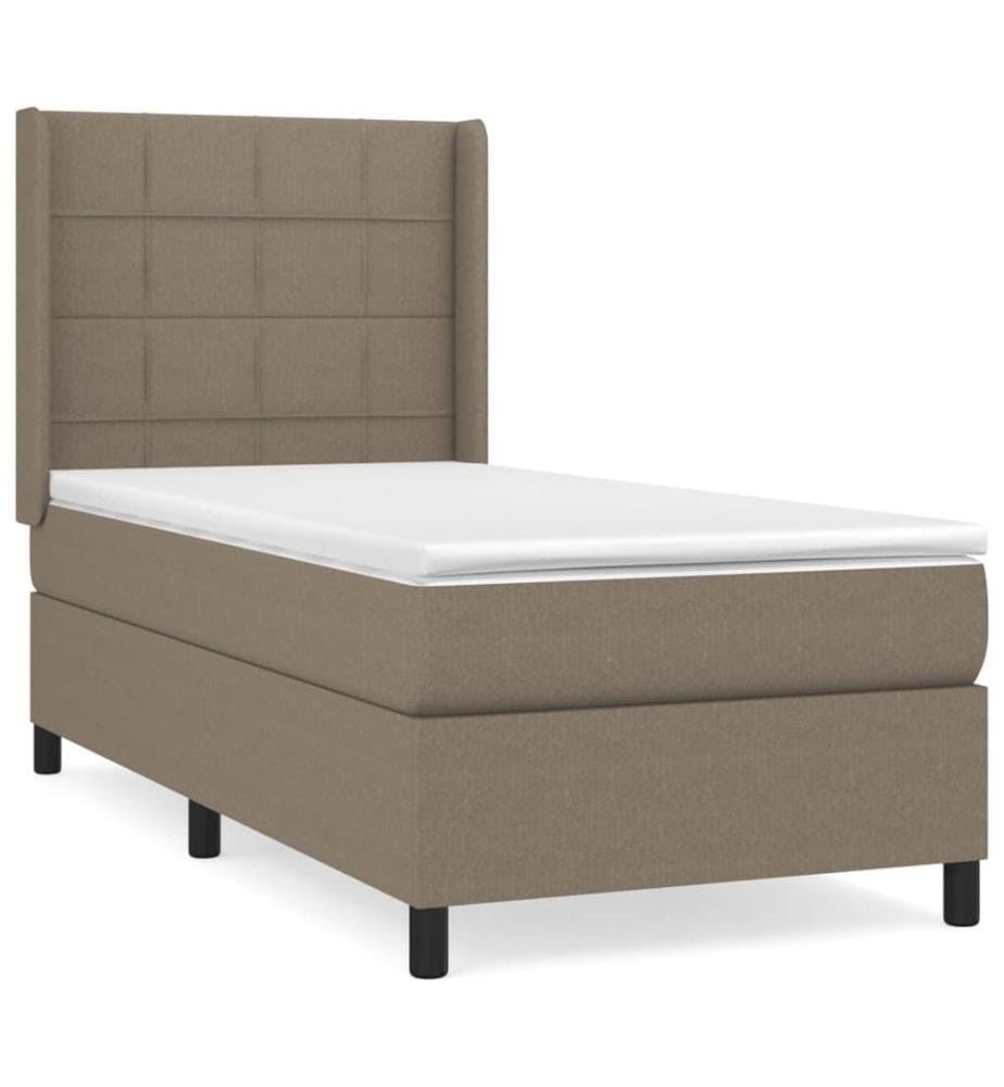 Lit à sommier tapissier avec matelas Taupe 90x200 cm Tissu
