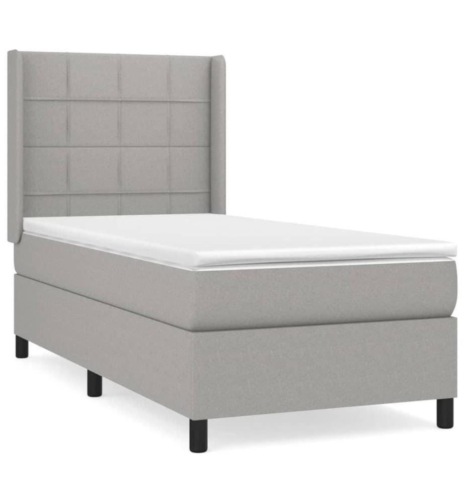 Boxspringbett mit Matratze Hellgrau 100x200 cm Stoff