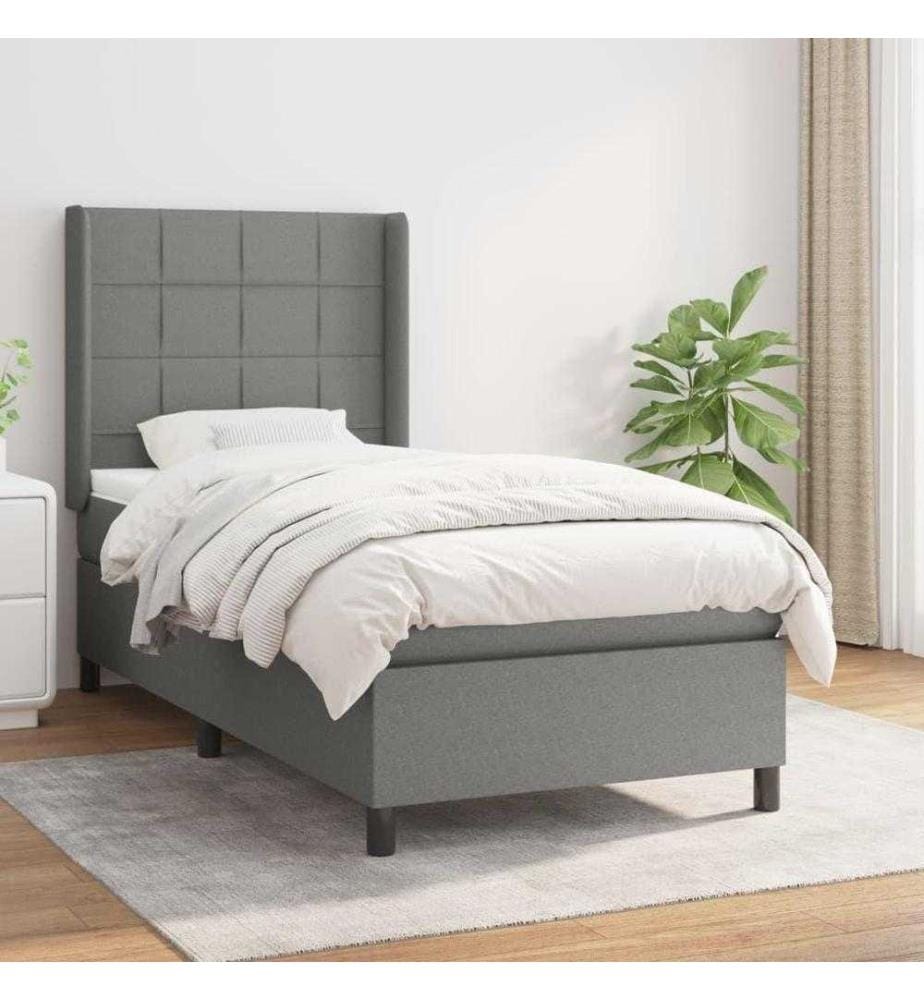 Boxspringbett mit Matratze Dunkelgrau 100x200 cm Stoff