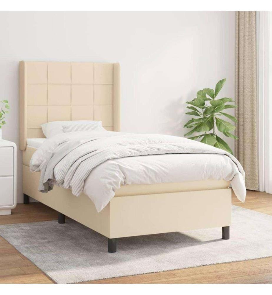 Boxspringbett mit Matratze Creme 100x200 cm Stoff