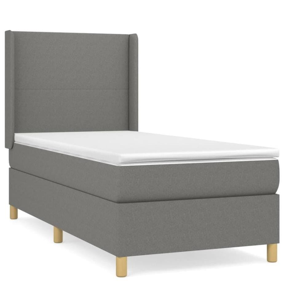Boxspringbett mit Matratze Dunkelgrau 90x200 cm Stoff
