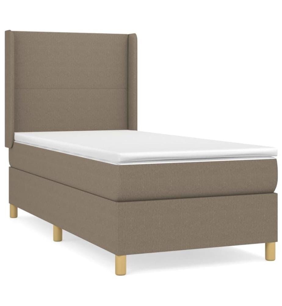 Lit à sommier tapissier avec matelas Taupe 90x200 cm Tissu