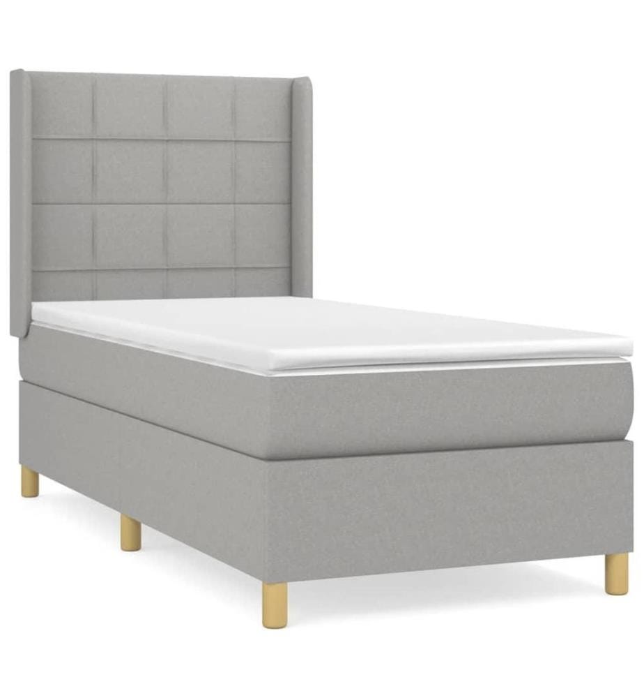 Boxspringbett mit Matratze Hellgrau 100x200 cm Stoff