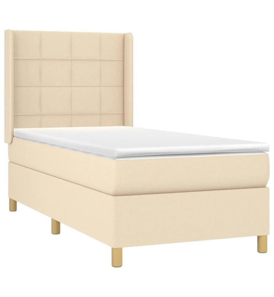Boxspringbett mit Matratze Creme 100x200 cm Stoff