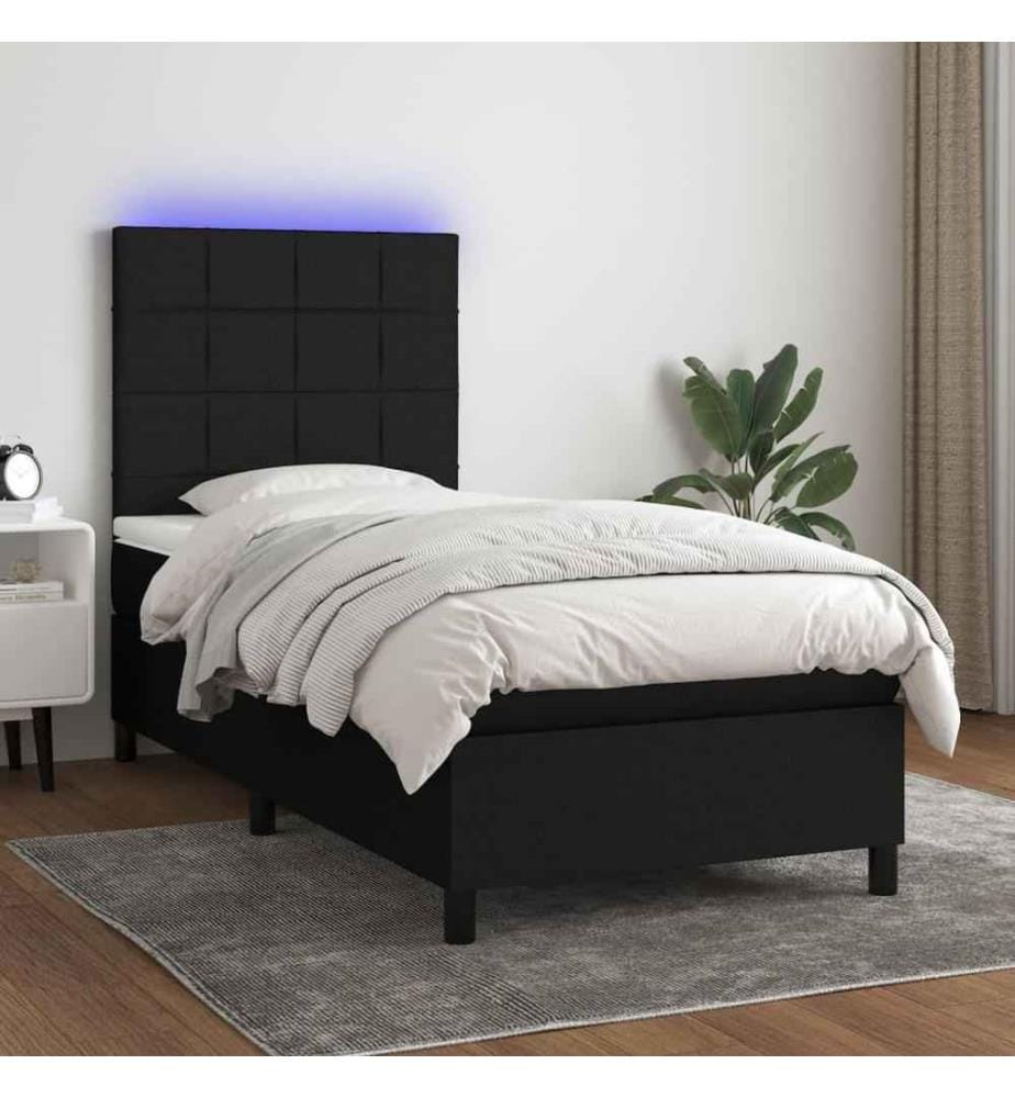 Boxspringbett mit Matratze & LED Schwarz 100x200 cm Stoff