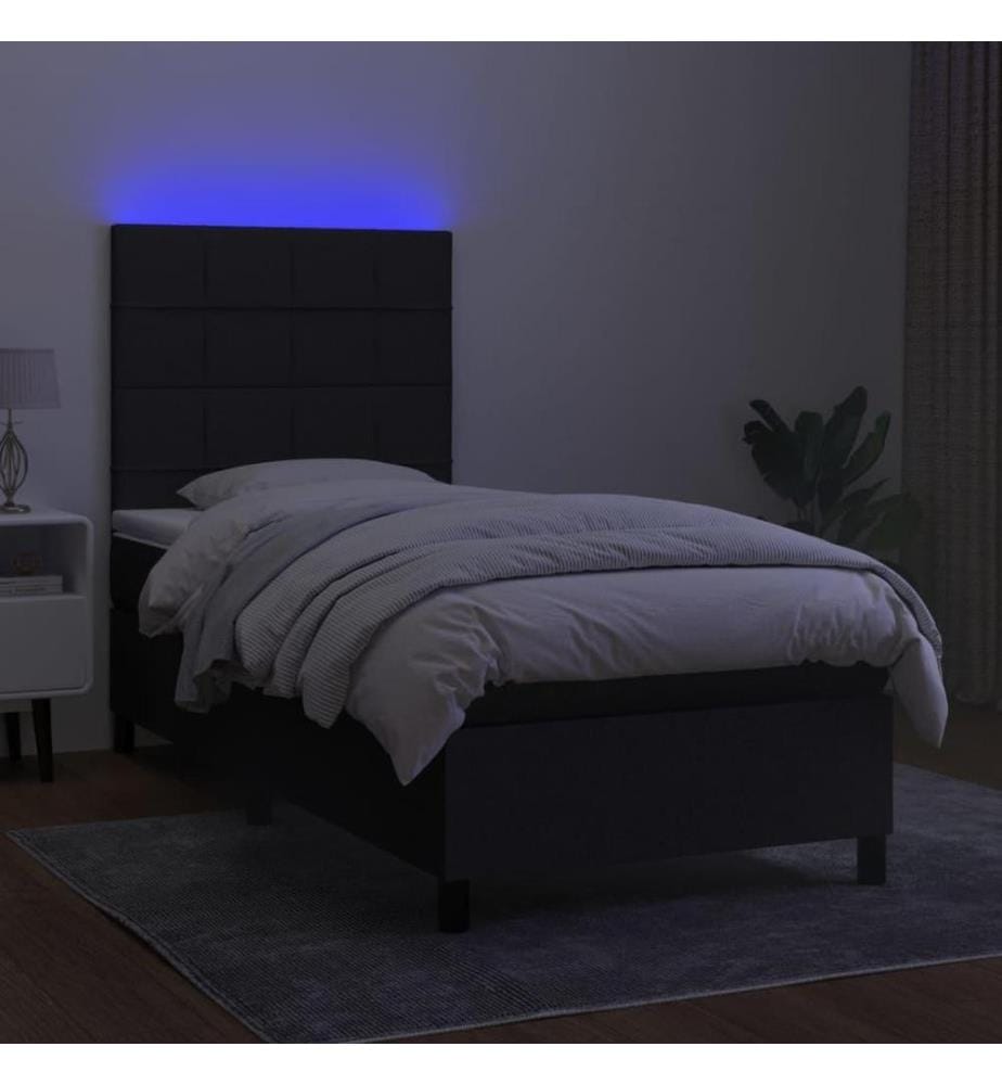 Boxspringbett mit Matratze & LED Schwarz 100x200 cm Stoff