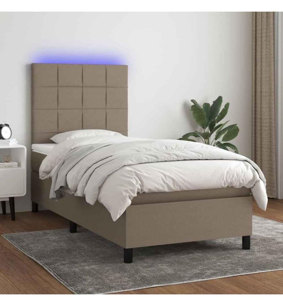 Boxspringbett mit Matratze & LED Taupe 100x200 cm Stoff