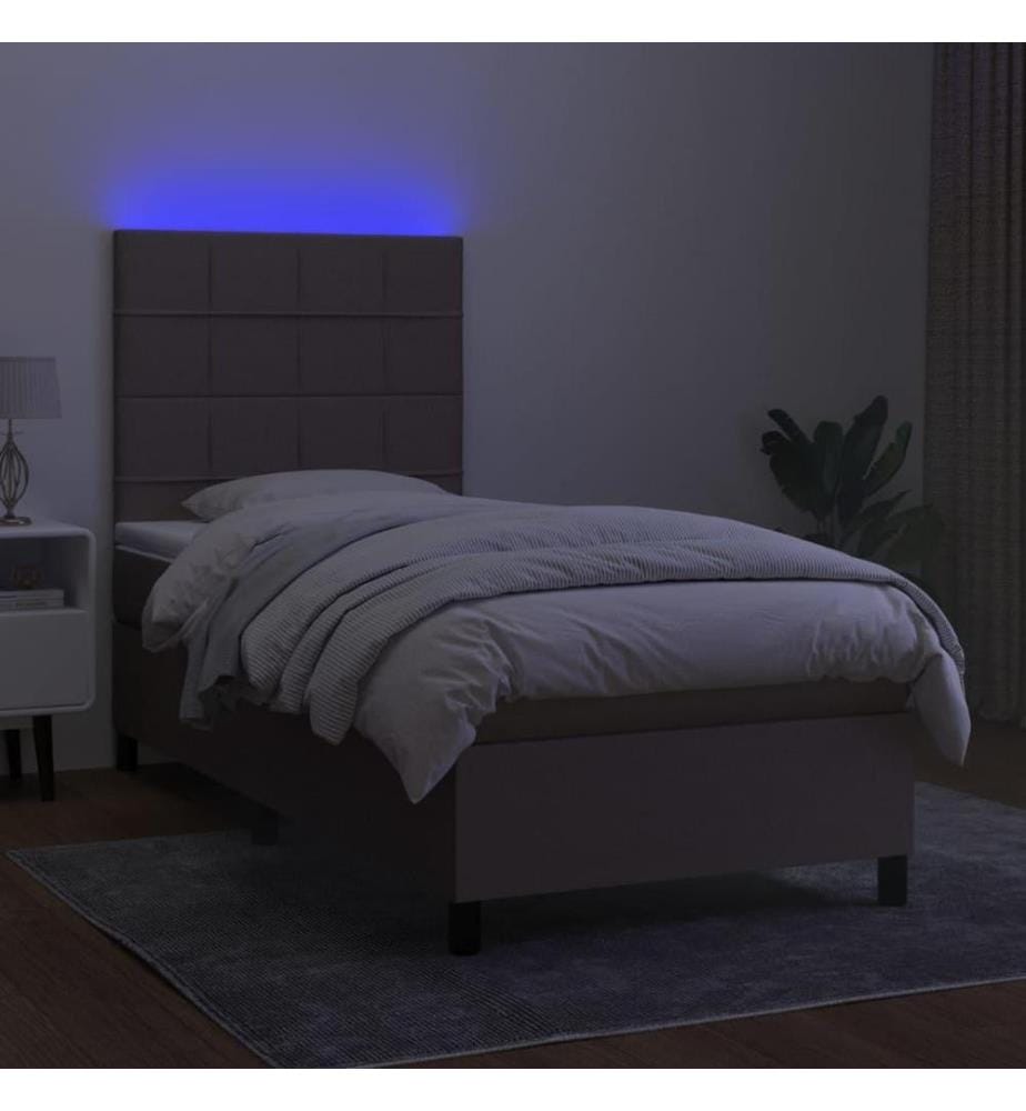 Boxspringbett mit Matratze & LED Taupe 100x200 cm Stoff