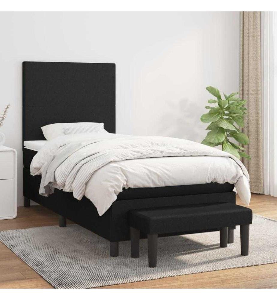 Lit à sommier tapissier avec matelas Noir 90x200 cm Tissu
