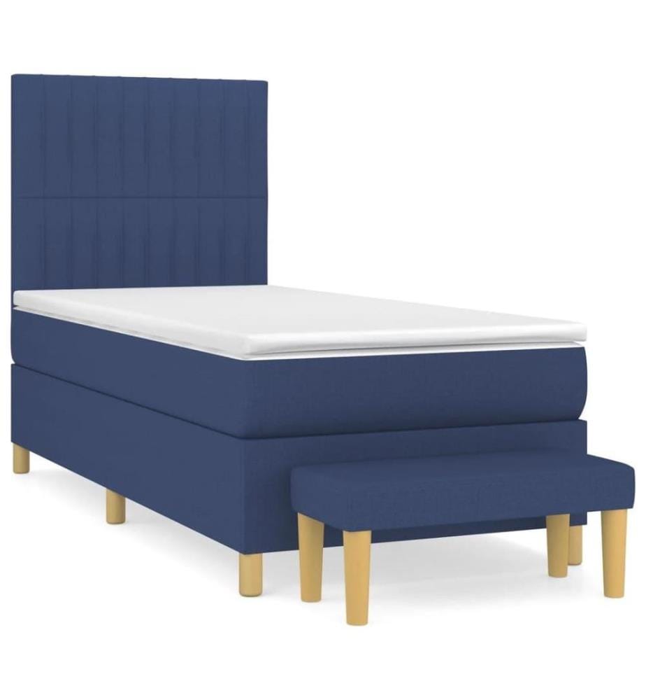 Lit à sommier tapissier avec matelas Bleu 90x200 cm Tissu