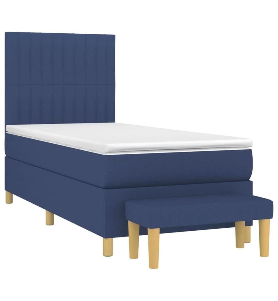 Lit à sommier tapissier avec matelas Bleu 90x200 cm Tissu