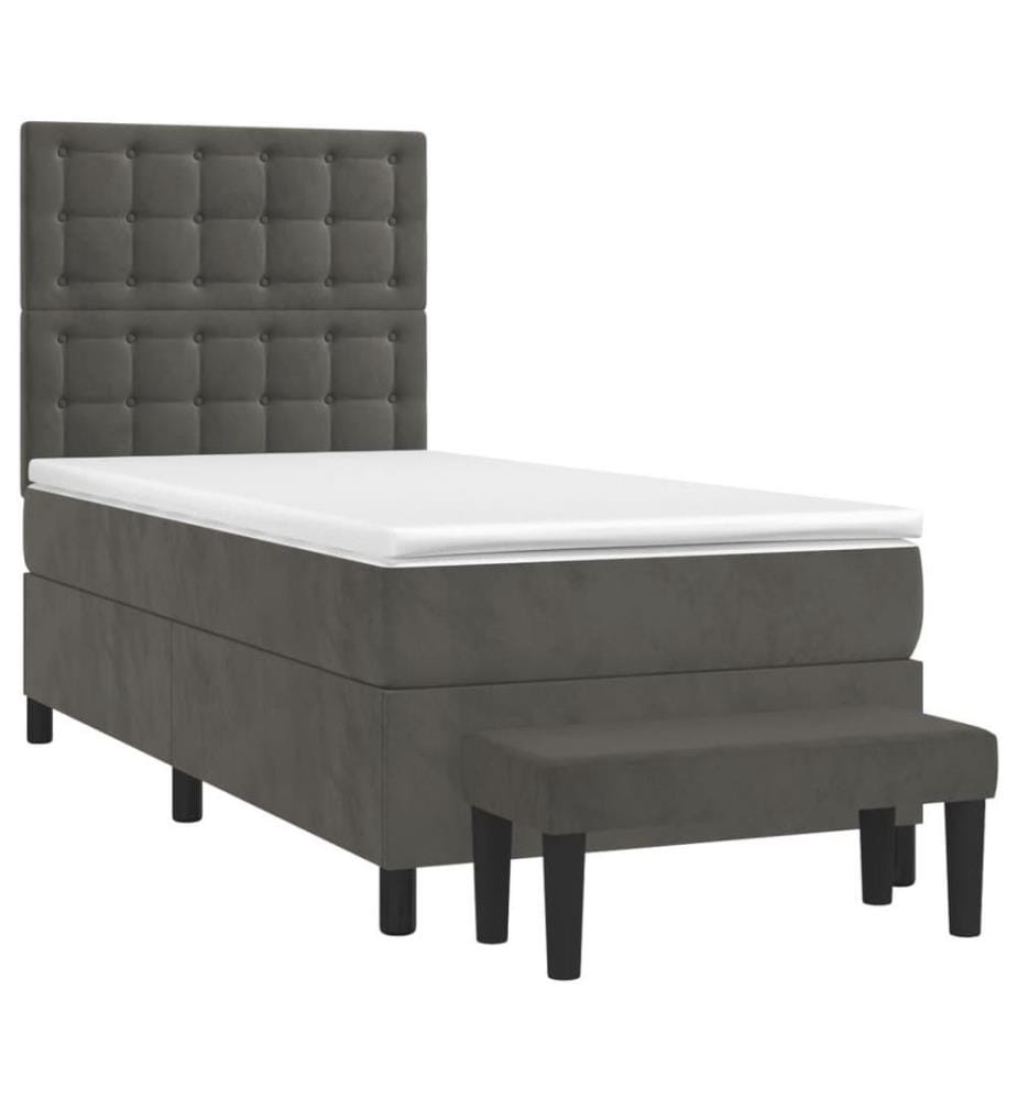 Boxspringbett mit Matratze Dunkelgrau 100x200 cm Samt