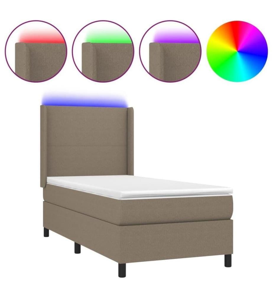 Boxspringbett mit Matratze & LED Taupe 100x200 cm Stoff