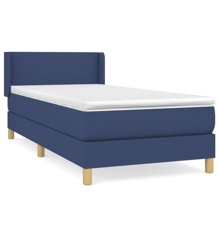 Lit à sommier tapissier avec matelas Bleu 90x200 cm Tissu
