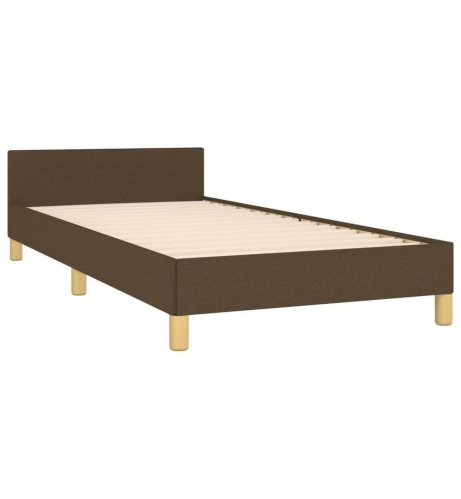 Cadre de lit avec tête de lit Marron foncé 90x200 cm Tissu