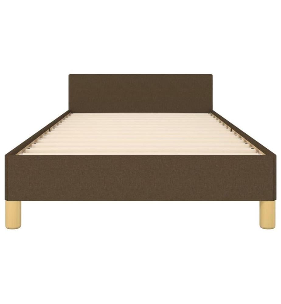 Cadre de lit avec tête de lit Marron foncé 90x200 cm Tissu