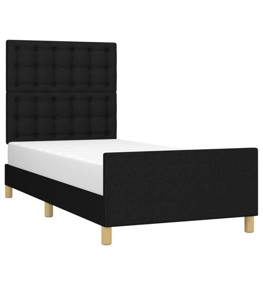 Cadre de lit avec tête de lit Noir 90x200 cm Tissu