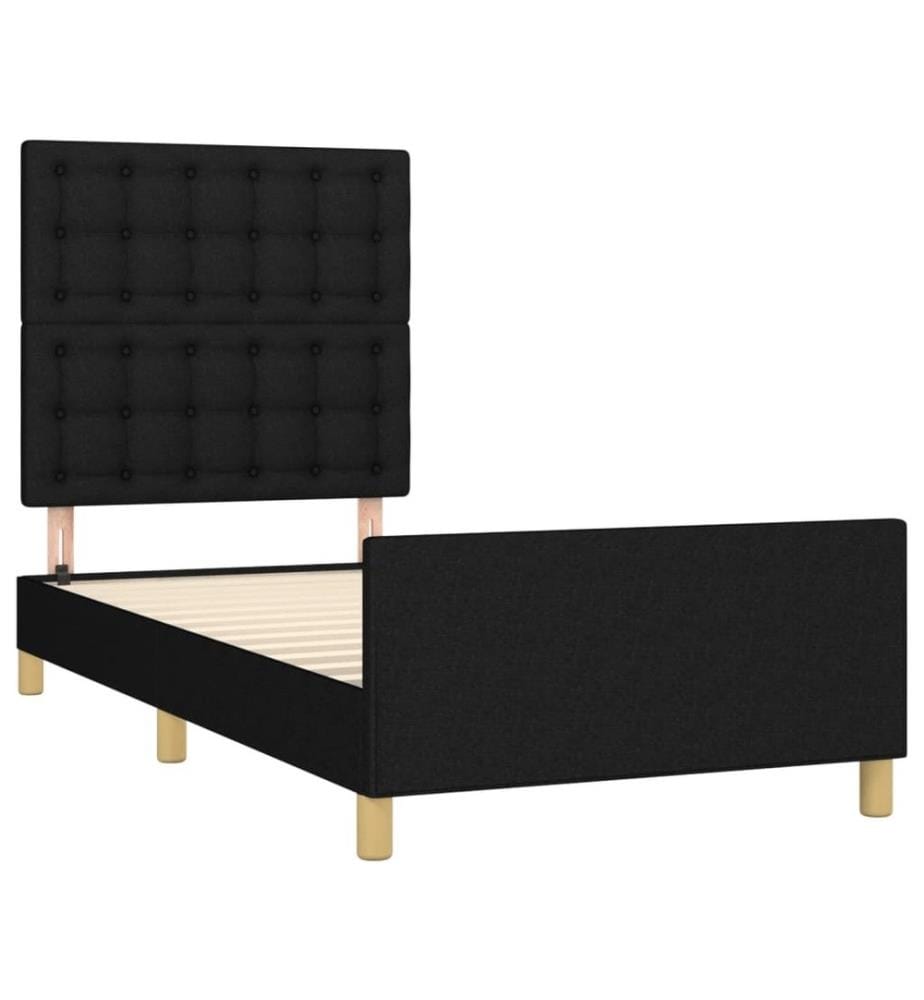 Cadre de lit avec tête de lit Noir 90x200 cm Tissu