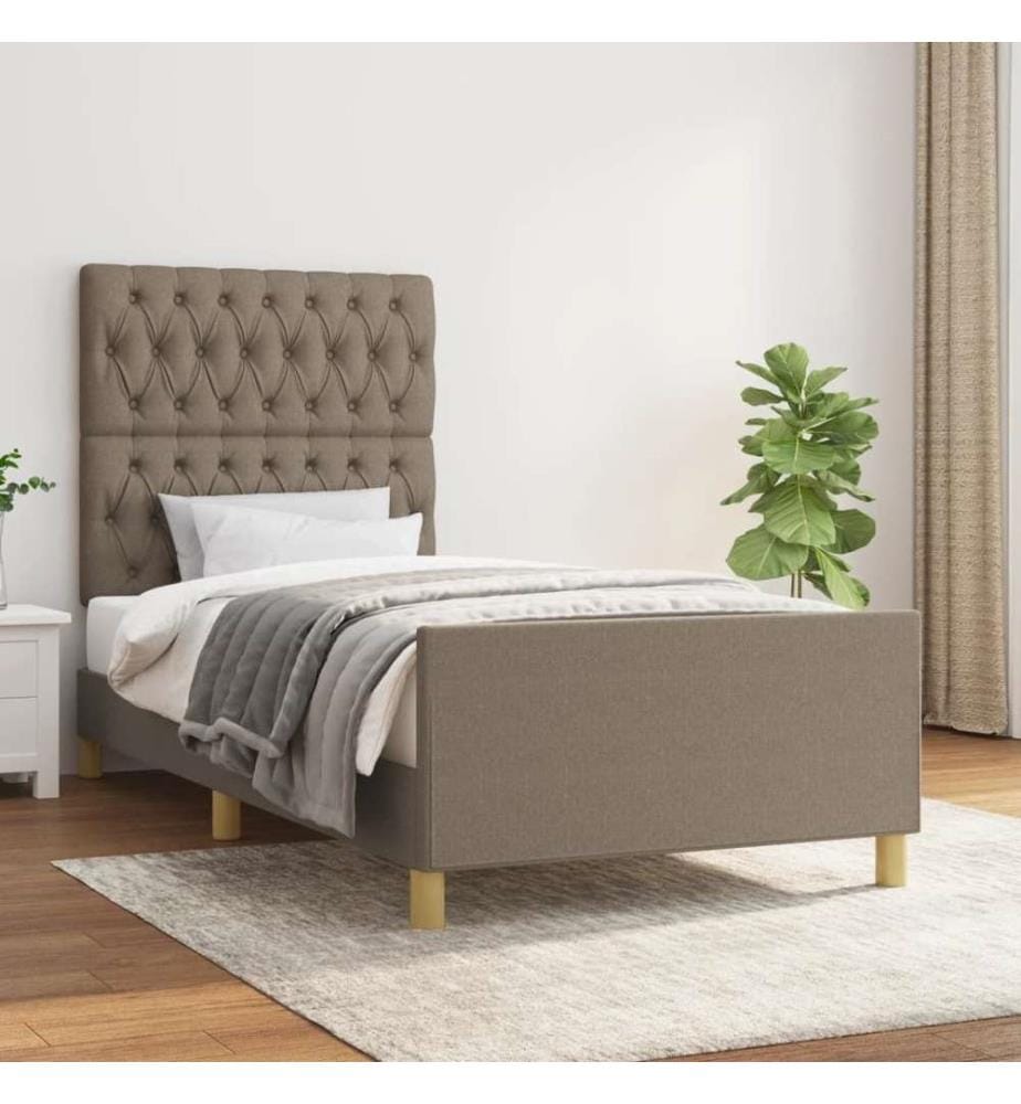 Bettgestell mit Kopfteil Taupe 100x200 cm Stoff