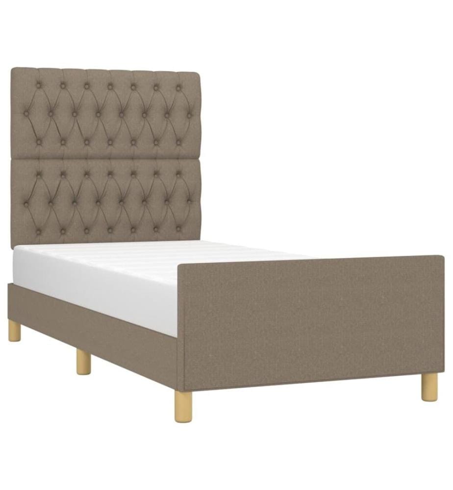 Bettgestell mit Kopfteil Taupe 100x200 cm Stoff