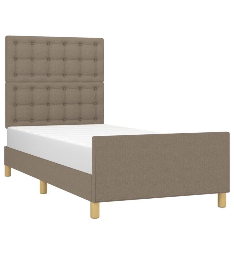 Bettgestell mit Kopfteil Taupe 90x200 cm Stoff