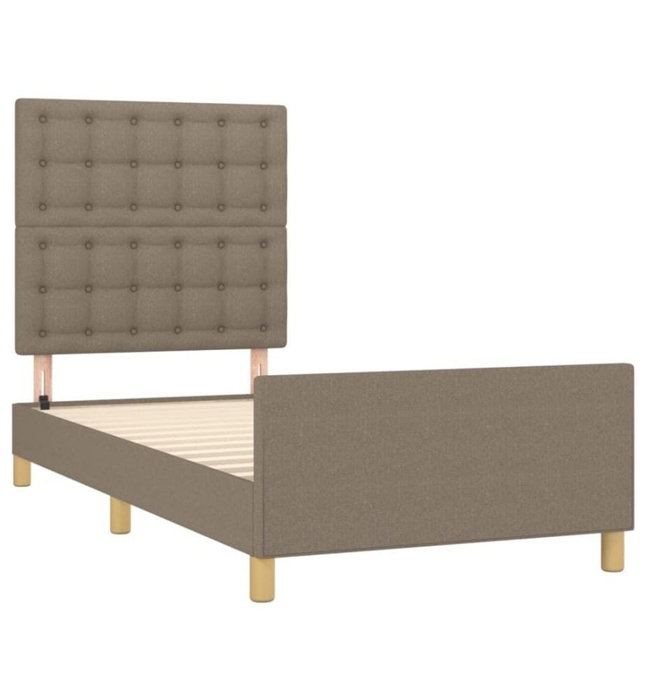 Bettgestell mit Kopfteil Taupe 90x200 cm Stoff