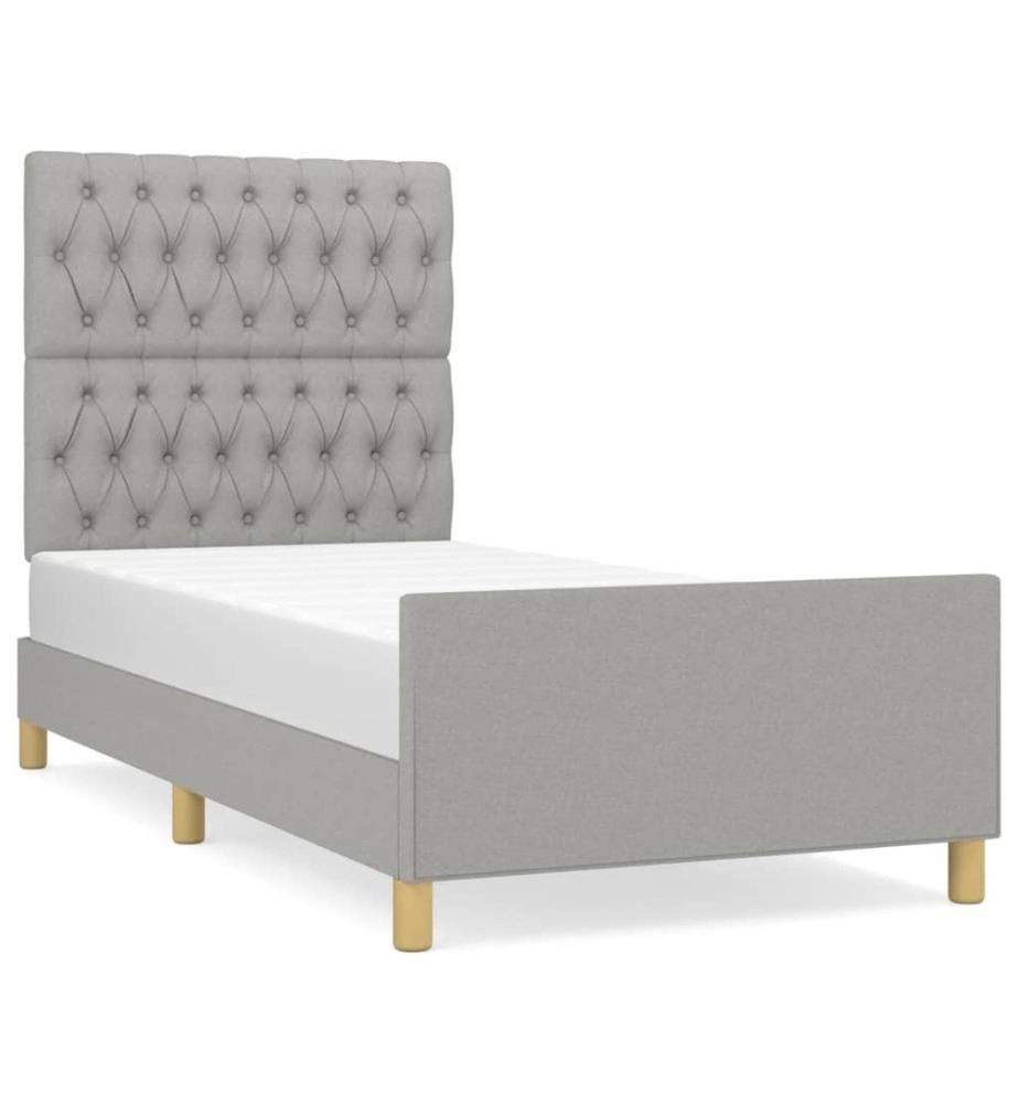 Cadre de lit avec tête de lit Gris clair 90x190 cm Tissu