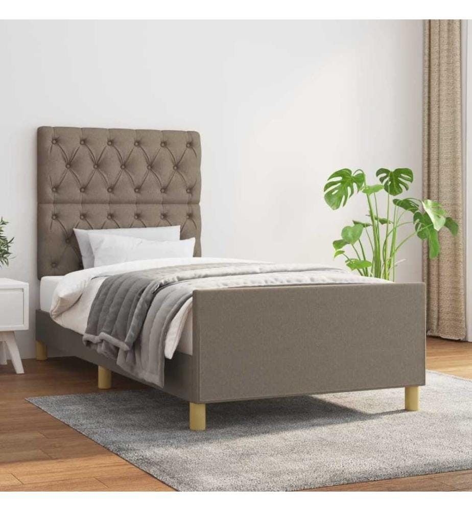Bettgestell mit Kopfteil Taupe 80x200 cm Stoff