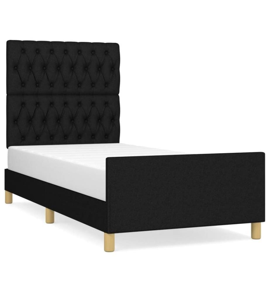 Cadre de lit avec tête de lit Noir 90x190 cm Tissu