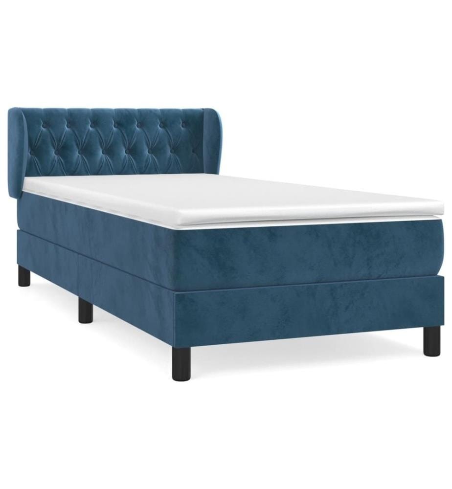 Lit à sommier tapissier avec matelas Bleu foncé 90x200 cm