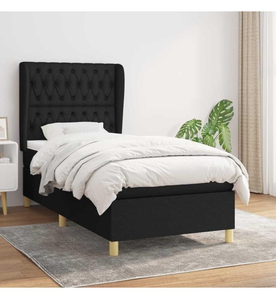 Boxspringbett mit Matratze Schwarz 100x200 cm Stoff