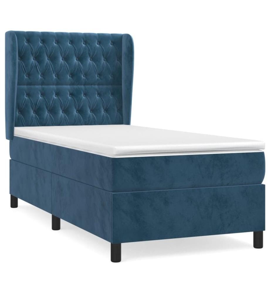Lit à sommier tapissier avec matelas Bleu foncé 90x190 cm