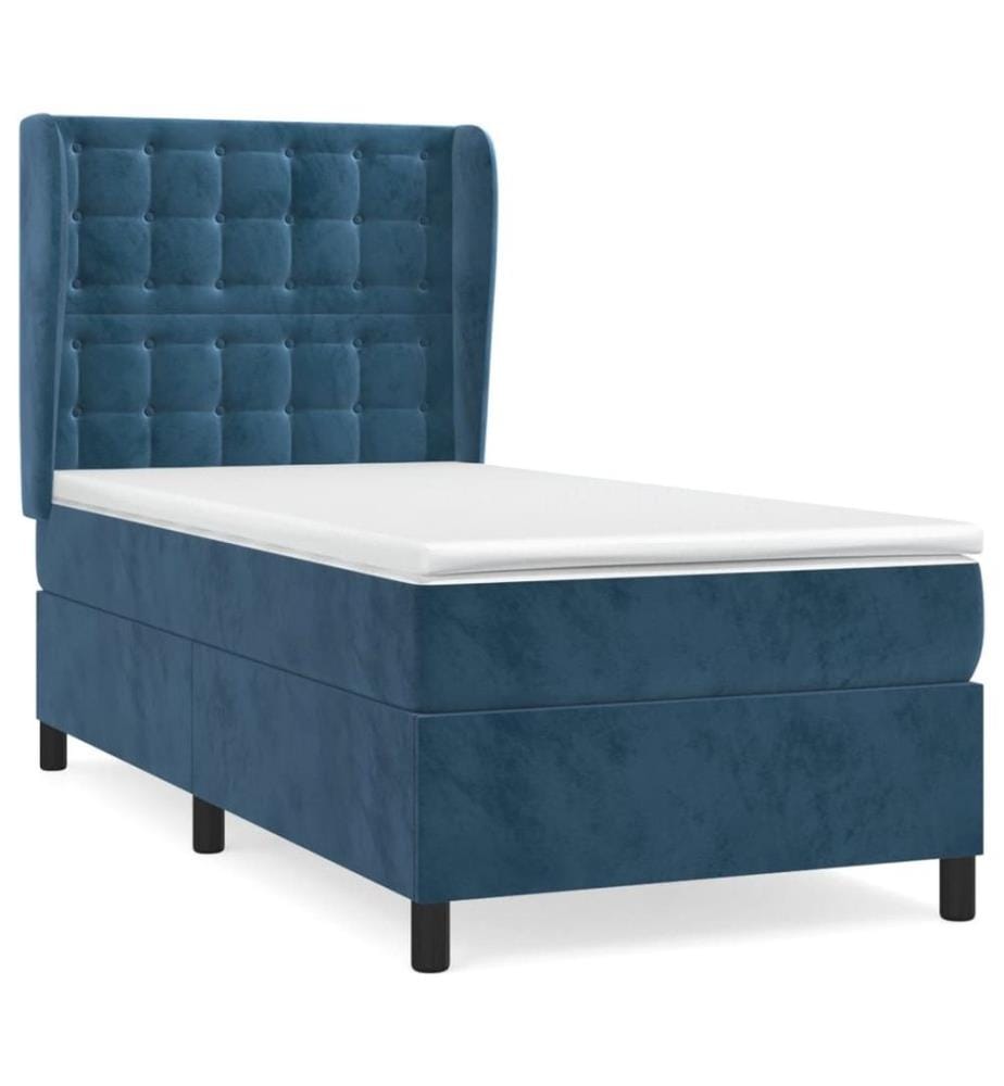 Boxspringbett mit Matratze Dunkelblau 100x200 cm Samt