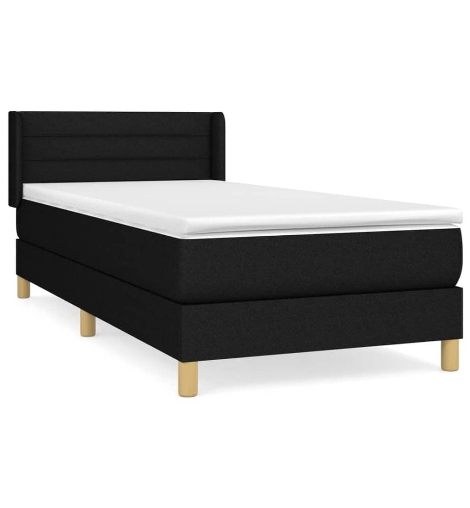 Lit à sommier tapissier et matelas Noir 80x200 cm Tissu