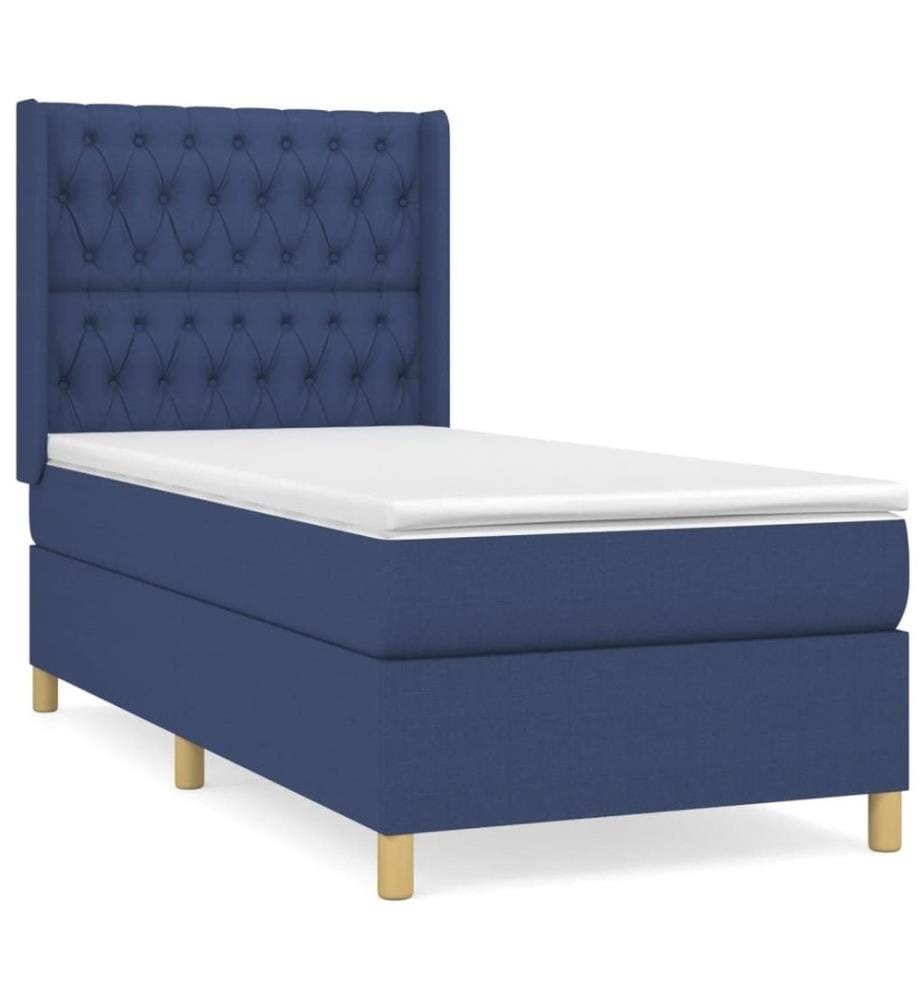 Lit à sommier tapissier avec matelas Bleu 90x200 cm Tissu