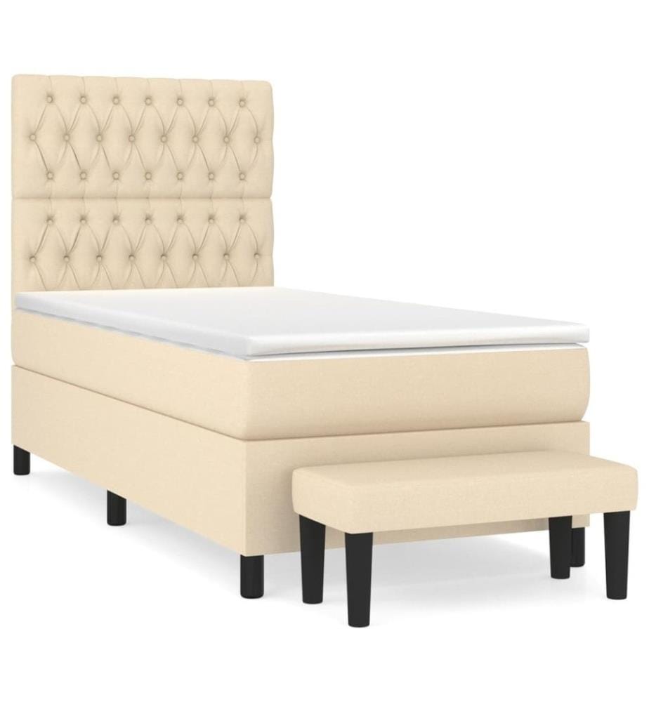 Boxspringbett mit Matratze Creme 100x200 cm Stoff