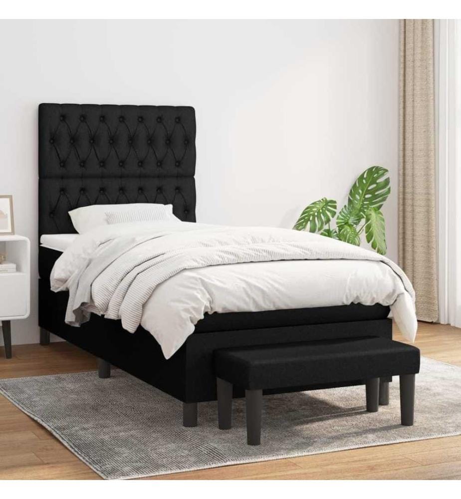 Boxspringbett mit Matratze Schwarz 100x200 cm Stoff