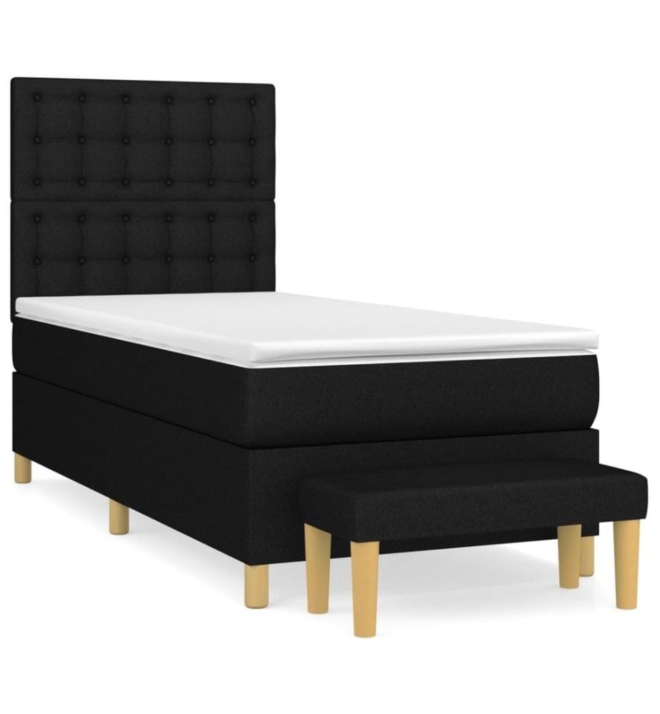 Lit à sommier tapissier avec matelas Noir 90x200 cm Tissu