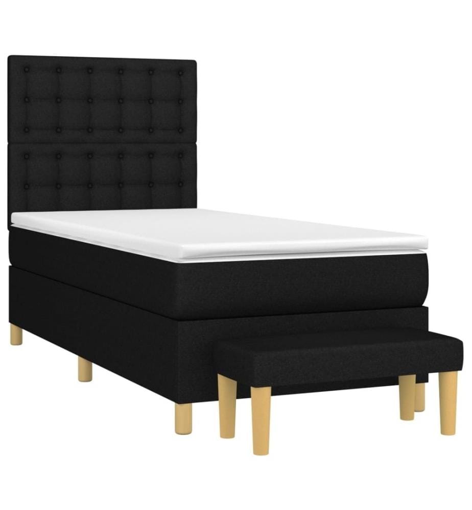 Lit à sommier tapissier avec matelas Noir 90x200 cm Tissu
