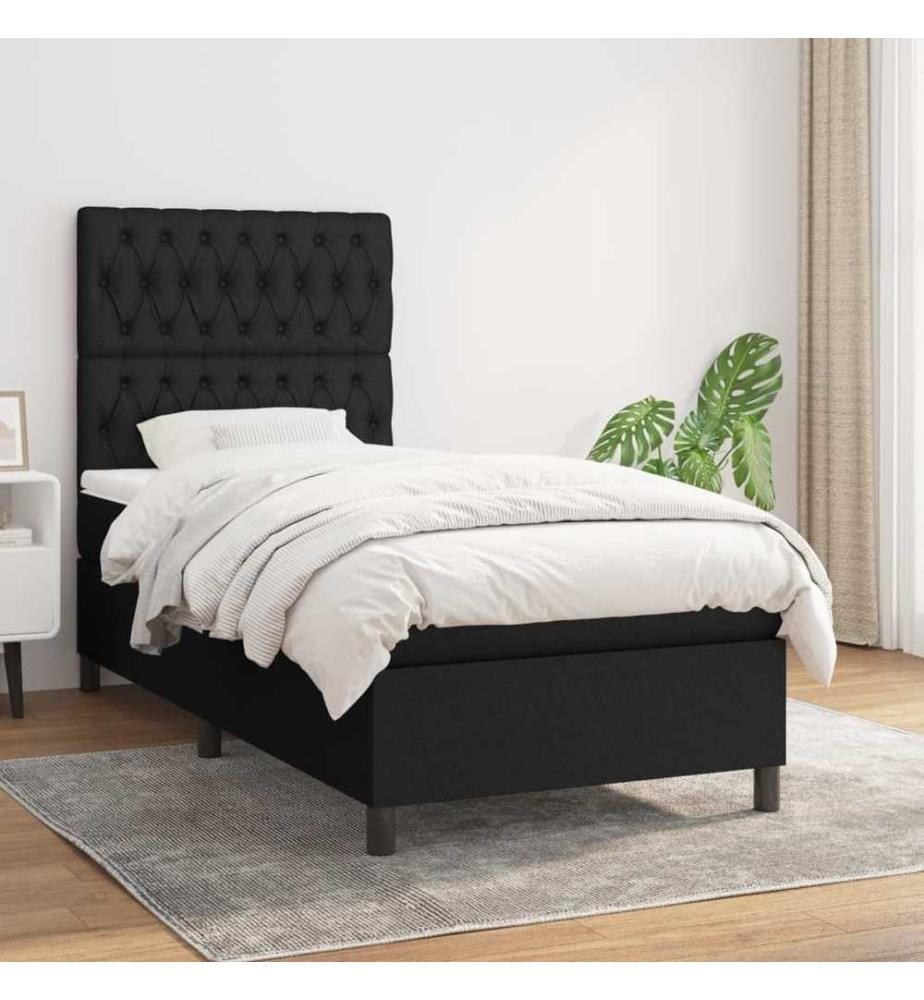 Boxspringbett mit Matratze Schwarz 100x200 cm Stoff