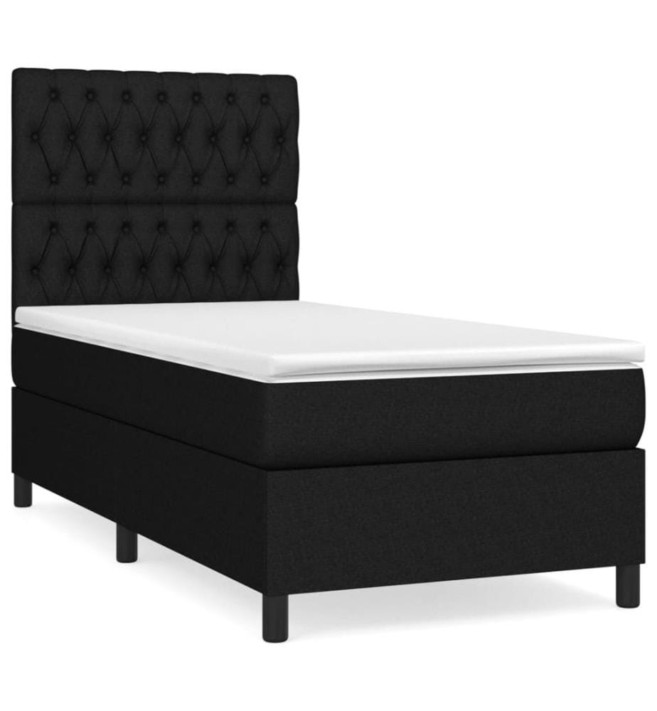 Lit à sommier tapissier avec matelas Noir 90x190 cm Tissu