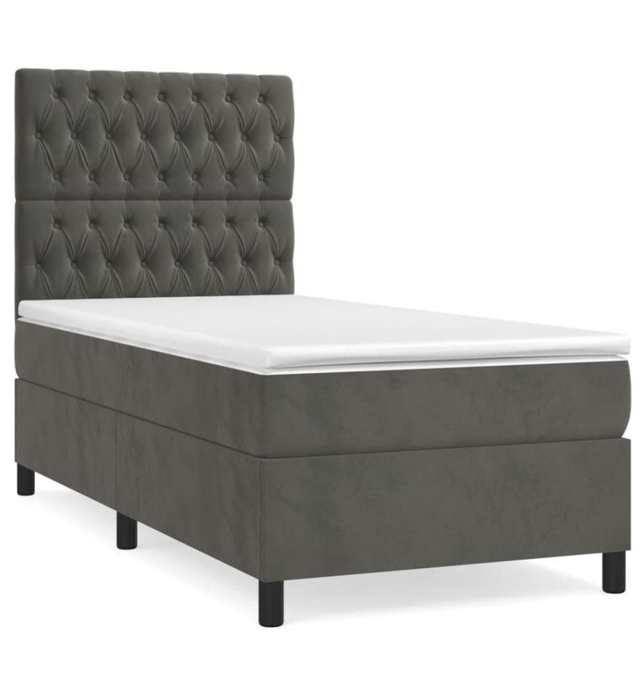 Boxspringbett mit Matratze Dunkelgrau 100x200 cm Samt