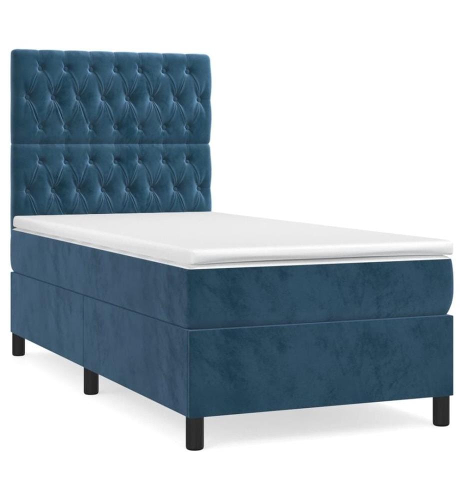 Boxspringbett mit Matratze Dunkelblau 100x200 cm Samt