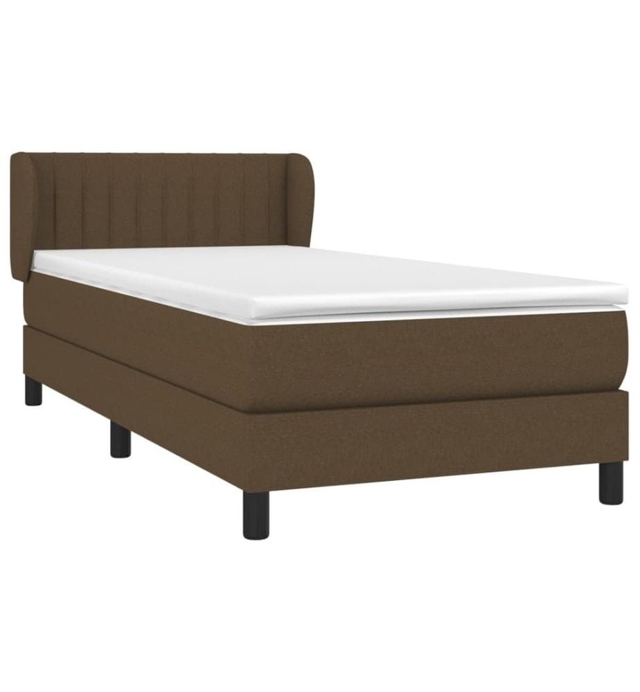 Lit à sommier tapissier avec matelas Marron foncé 90x190 cm