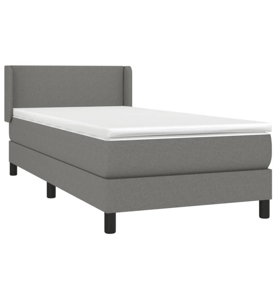 Boxspringbett mit Matratze Dunkelgrau 90x190 cm Stoff