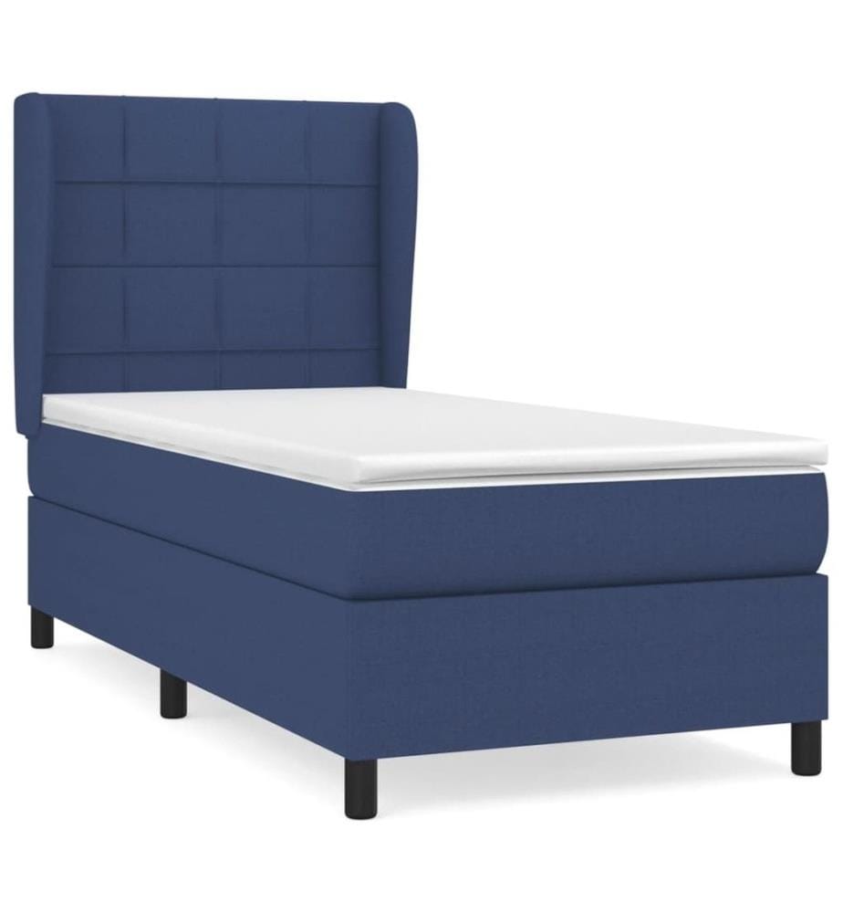 Lit à sommier tapissier avec matelas Bleu 90x190 cm Tissu