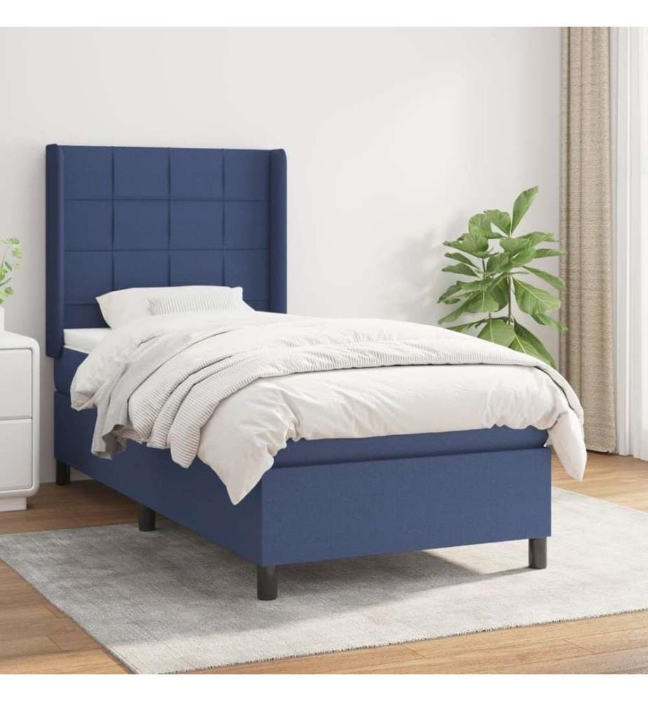 Lit à sommier tapissier avec matelas Bleu 90x190 cm Tissu
