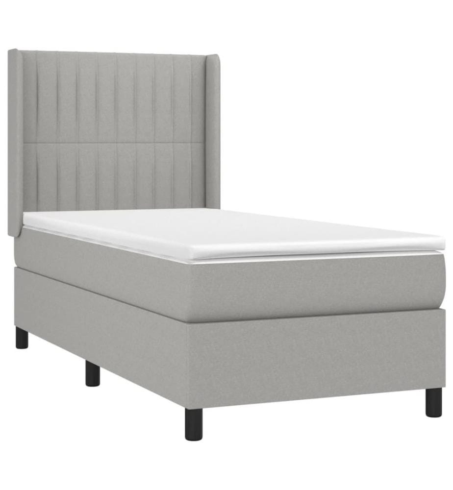 Boxspringbett mit Matratze Hellgrau 90x190 cm Stoff