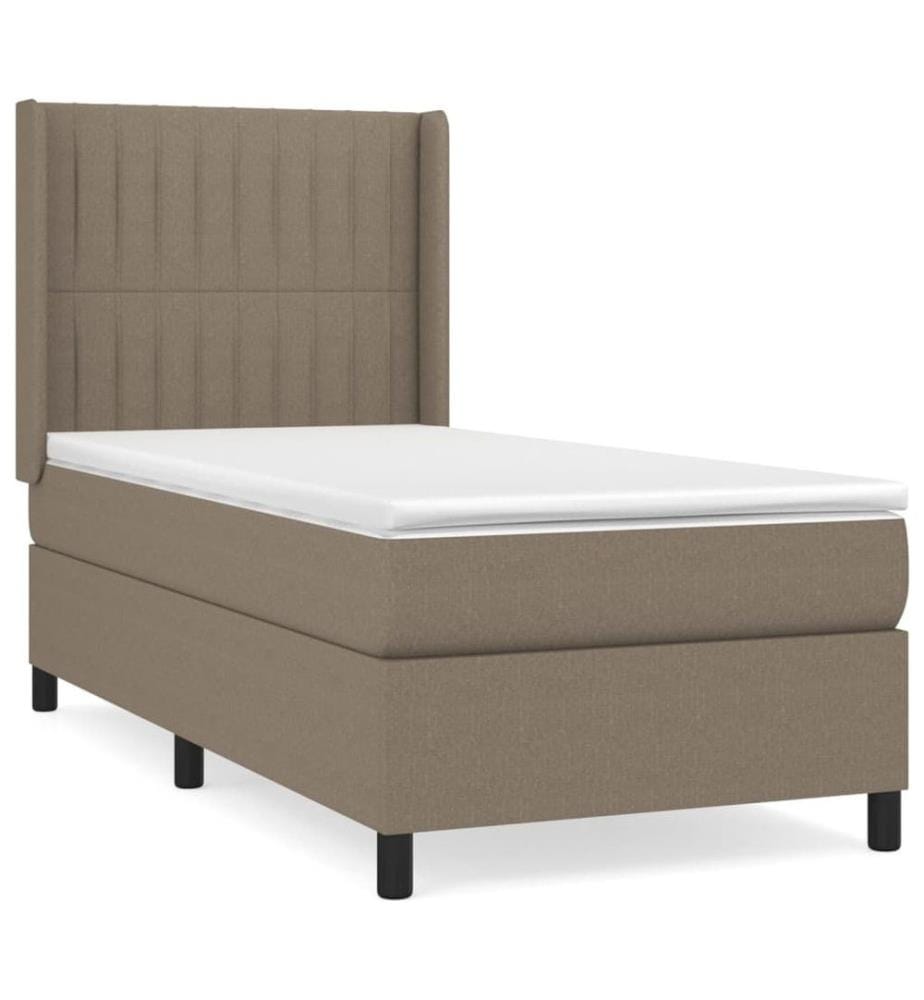 Lit à sommier tapissier avec matelas Taupe 90x190 cm Tissu